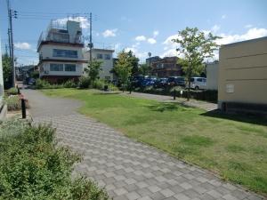 西側入り口付近より撮影された、泉町公園の景観の写真