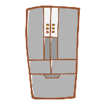 色がシルバーの冷蔵庫本体のイラスト