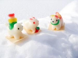 米粉で作られた白くて可愛いちんころの写真