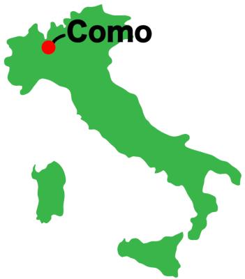 イタリアの地図でどこにコモがあるかを示したイラスト