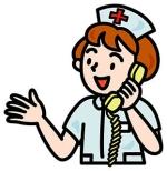 笑顔で受話器を持っている女性の看護師のイラスト