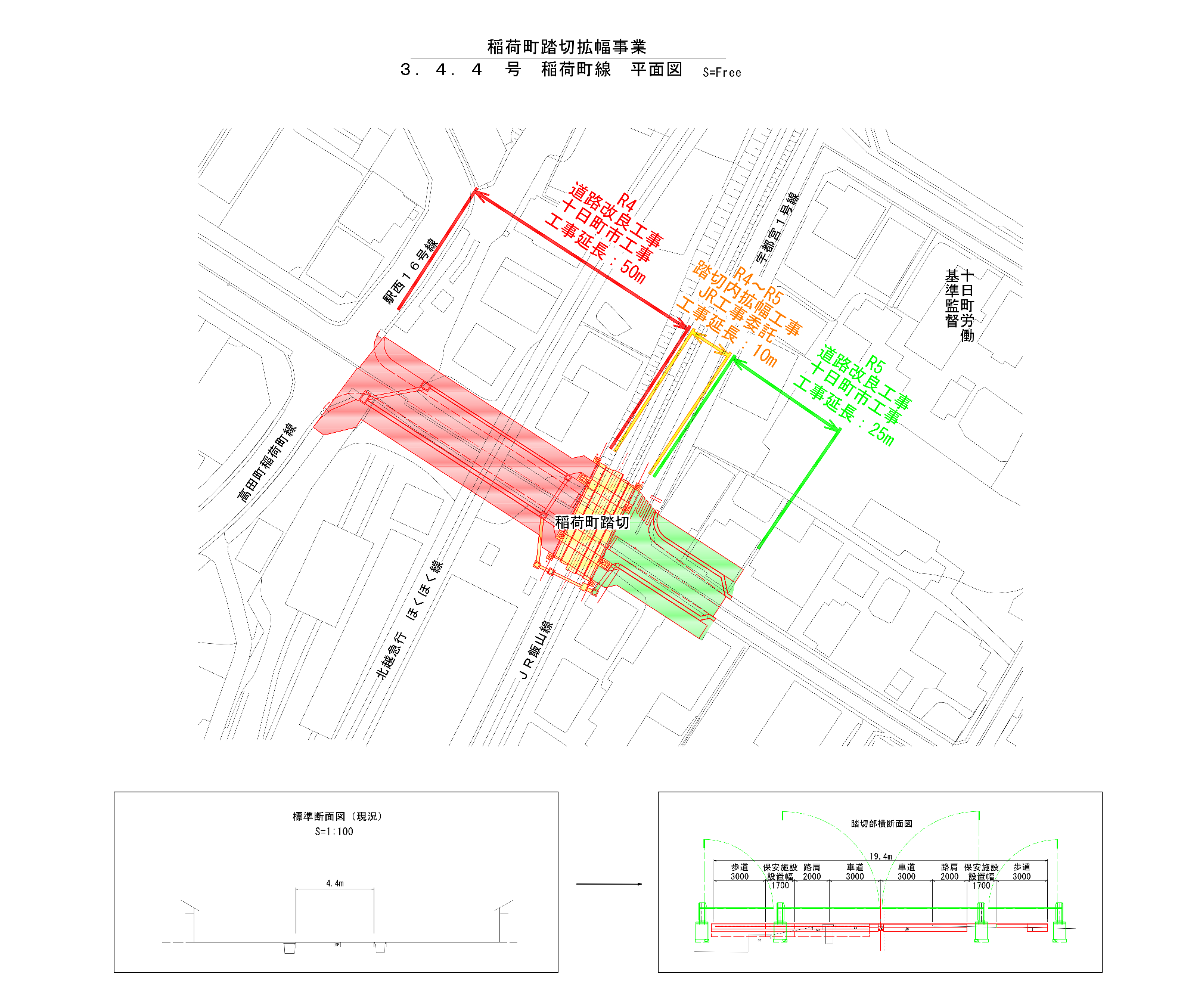 稲荷町踏切図面