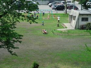 市役所本庁舎側より撮影された、千歳公園の遠景の写真