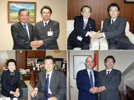 川渕三郎キャプテンと関口市長。熊本哲之世田谷区長と関口市長。独立行政法人日本スポーツ振興センター小野清子理事長と関口市長。ドラゴ・シュタンブク駐日クロアチア大使と関口市長。