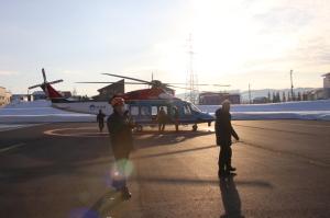 消防ヘリポートでの着陸訓練視察の様子の写真