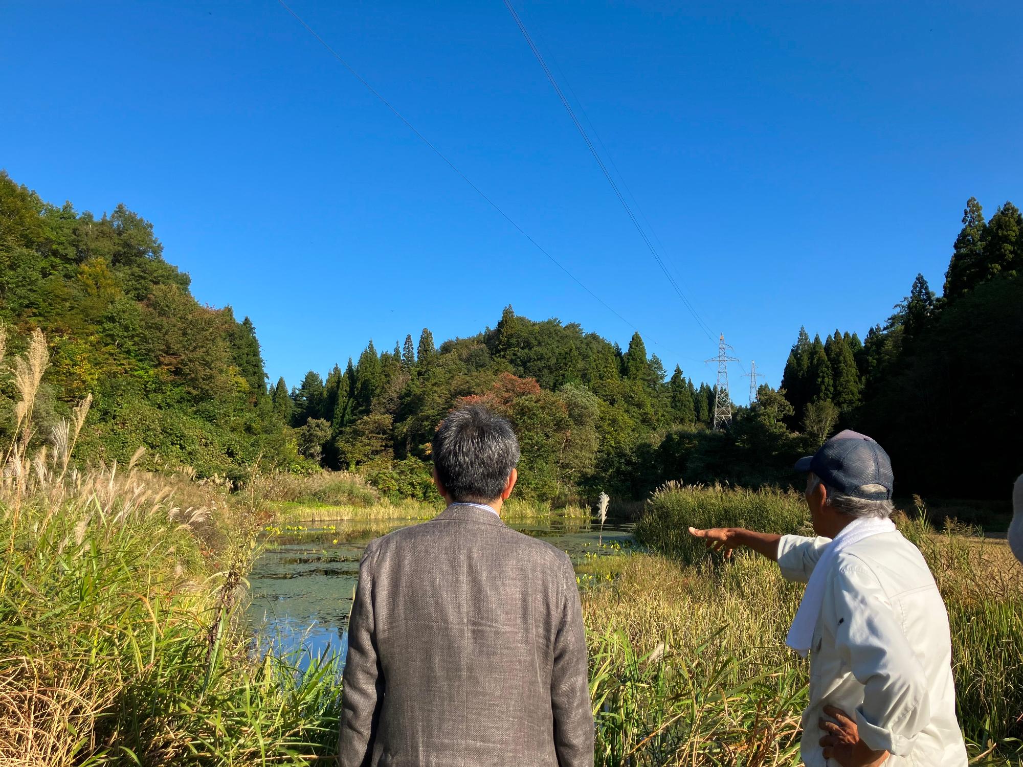 鶴沼池視察の様子