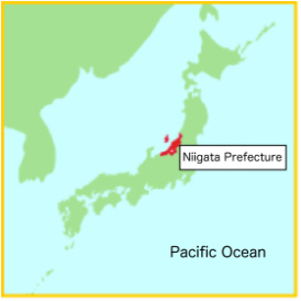新潟県が日本の中でどこに位置しているかを示した地図